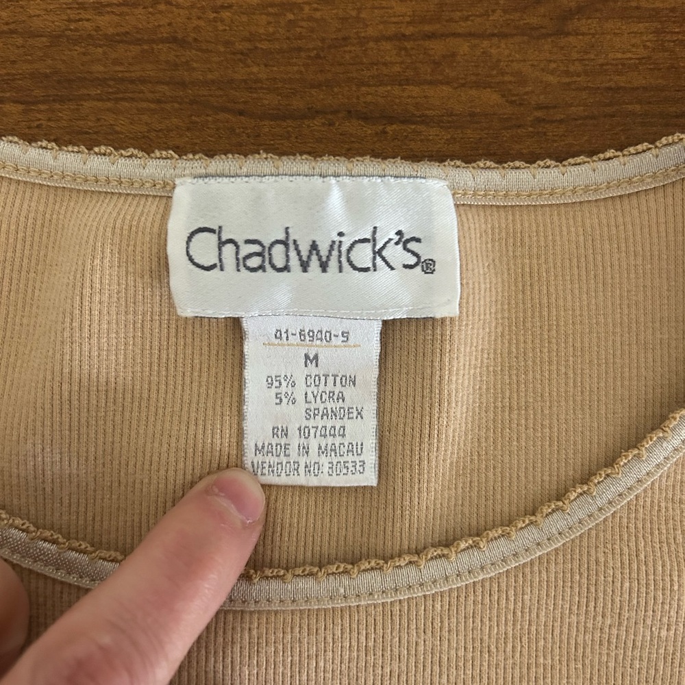 Chadwick’s Neutral Ribbed Knit Top | Size M - Picture 5 of 5
